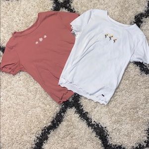 -two- ribbed Hollister embroidered tees